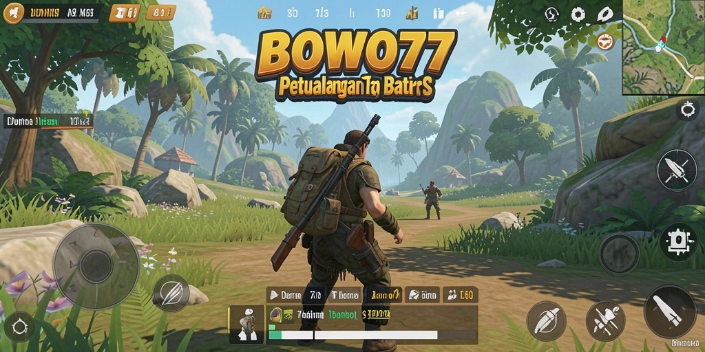 Screenshot BOWO77 menampilkan petualangan seru di dunia terbuka.