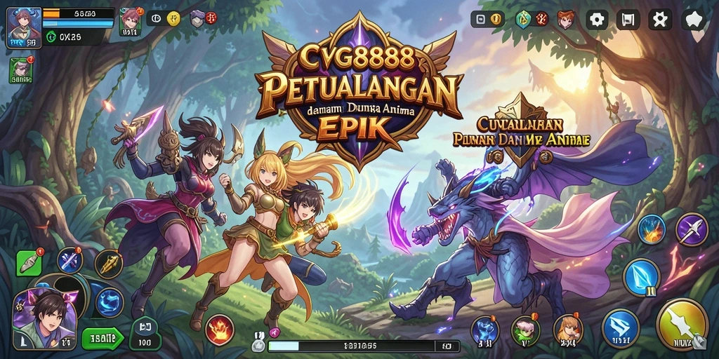 Screenshot gameplay CVG8888 menampilkan pertarungan epik karakter anime.