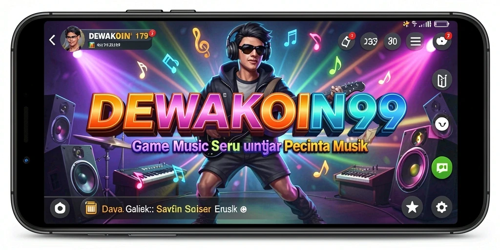 Tampilan gameplay seru DEWAKOIN99 dengan berbagai fitur musik menarik.