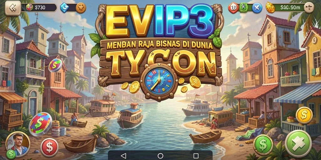 Tampilan gameplay EVIP3 yang memikat dengan berbagai elemen bisnis.