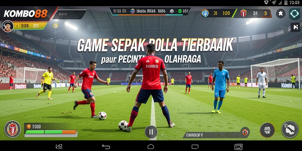 Screenshot KOMBO88 menampilkan momen seru di lapangan sepak bola.