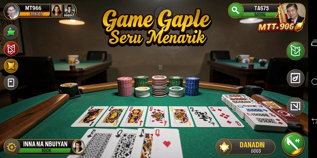 Tampilan gameplay Gaple seru di MT966 dengan pemain aktif.