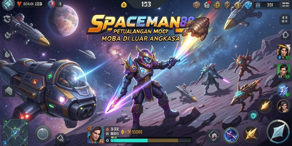 Tampilan menarik dari gameplay SPACEMAN88 MOBA.